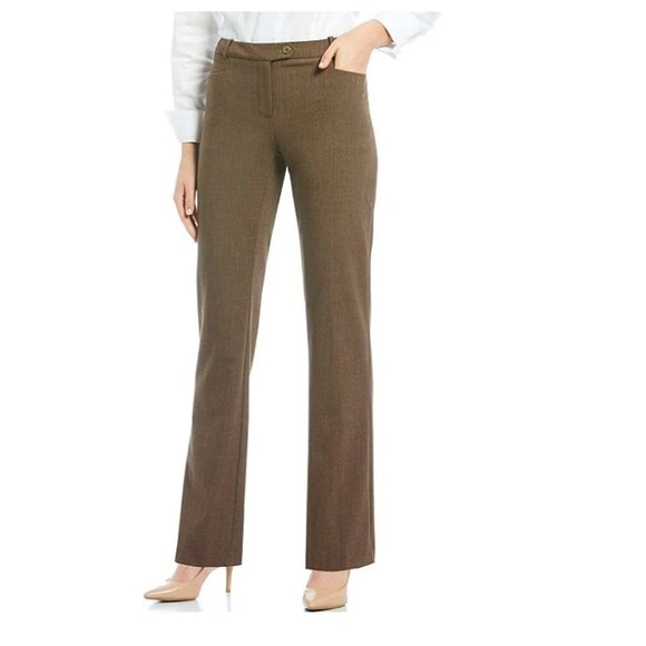 Calvin Klein Mid Rise Modern Fit Straight Leg Pants in Heather Taupe - Picture 1 of 7